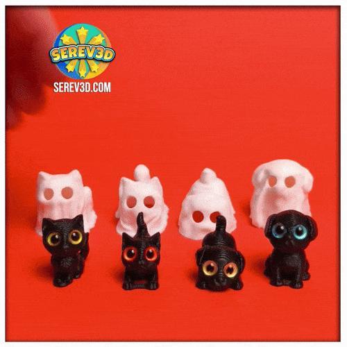 Mini Cat in Ghost Costume - Serev3d