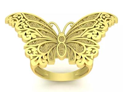 Elegant Butterfly Ring 3D Model for Women Jewelry 3531
