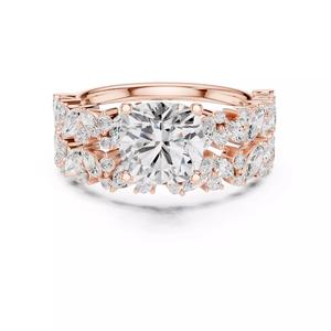2Ct Cushion Cut Ring Set with Marquise Round Band 3DM STL Video