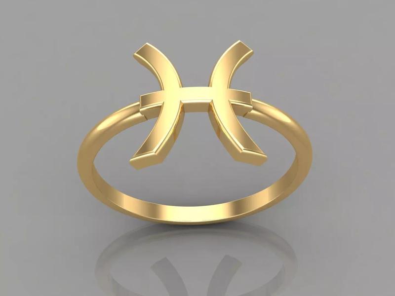 18K Gold Pisces Ring V1