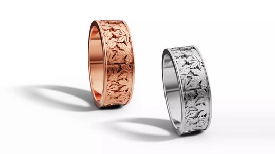 7mm Wide Maple Leaf Wedding Band Printable 3dmodel
