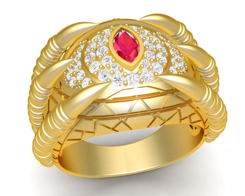 A6005 Eye and Claw Dragon Diamond Men Ring with Gallery