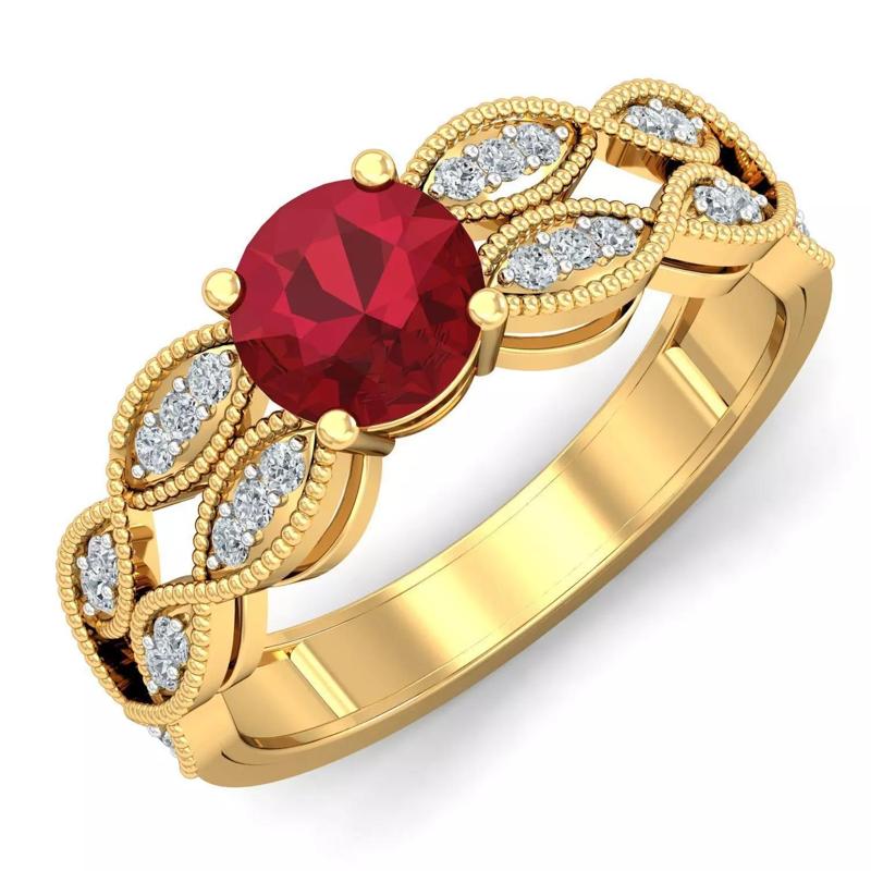 Antique Design Ruby Engagement Ring