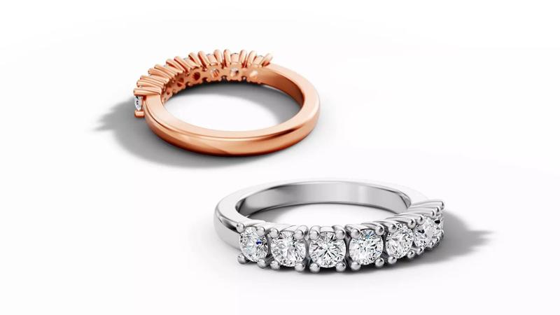 3mm Diamond Half Eternity Band Ring 7 Gems design