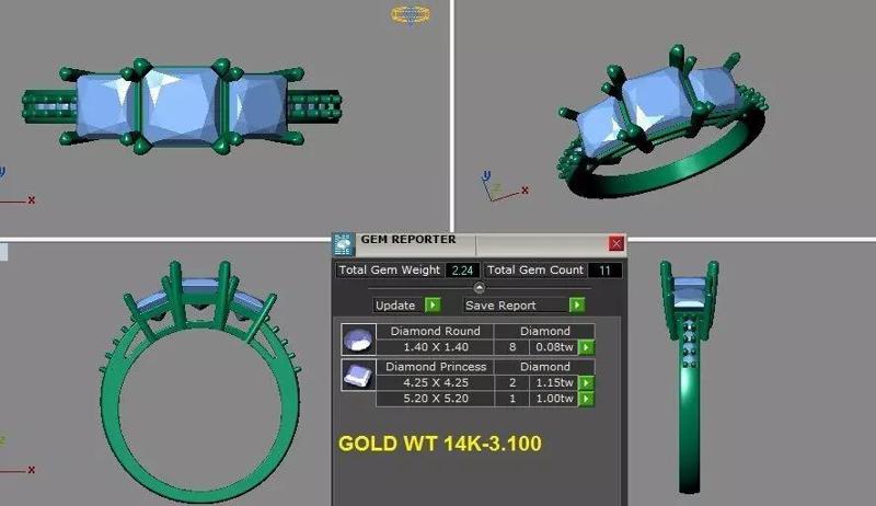 3 stones princess cut engagement ring