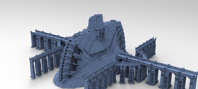 Art Deco Sci-F Mothership base with bridges