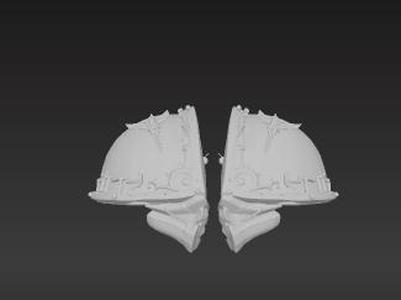 Heavy Sci-Fi Power Armor Pauldrons - Ancient Pattern Saturnine Style Shoulder Pads - Grimdark Future Component