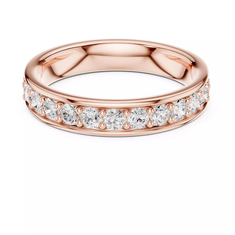 Round Cut Diamond Half Eternity Wedding Band 3DM STL Video