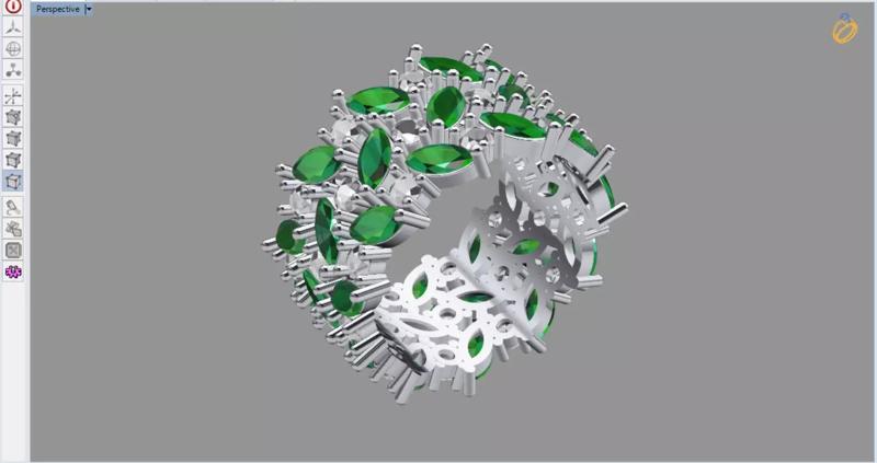 royal  eternity jewelry ring with round and marquise diamonds