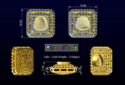 Polki Diamond Earring - Gold Cluster Tops No7