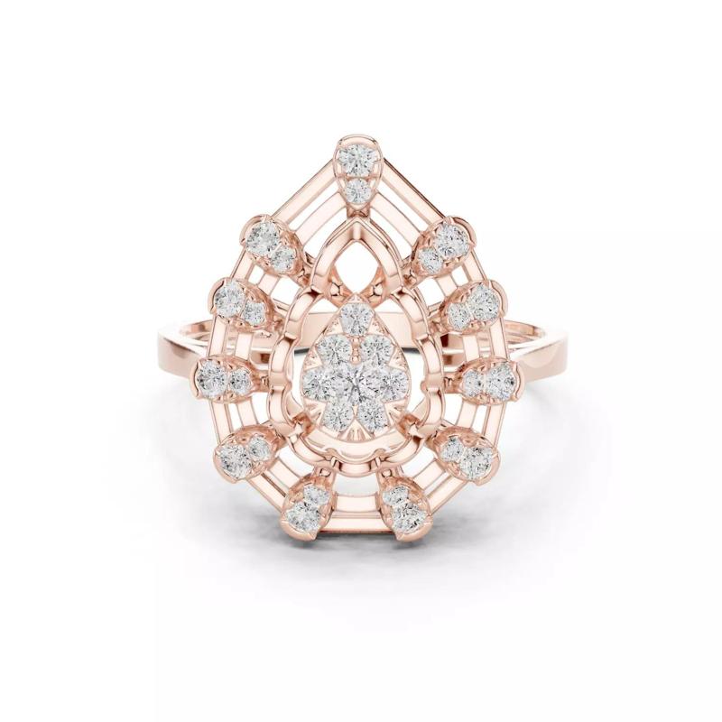 Round Cluster Diamond Pear Shape Engagement Ring 3DM STL Video