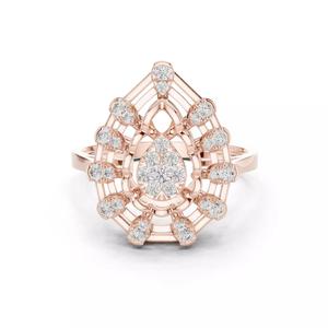 Round Cluster Diamond Pear Shape Engagement Ring 3DM STL Video