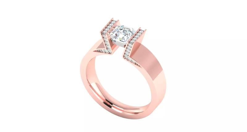Rose gold -Diamond Ring- 3DM AND STL File  - DC LR-0806