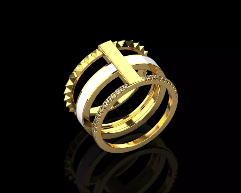 Rings with Enamel two version N142