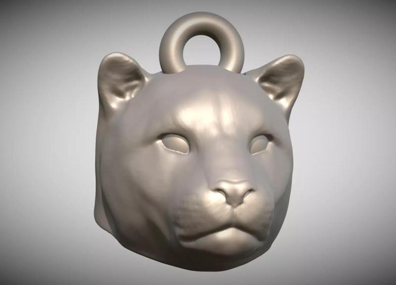 Jaguar head key ring for 3D printing