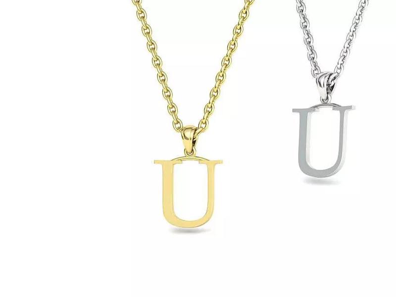 U INITIAL LETTER NECKLACE printable 3dmodel