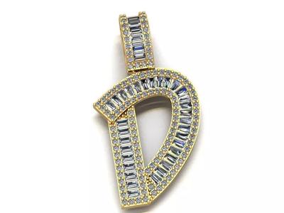 Baguette Diamond Letter Necklace