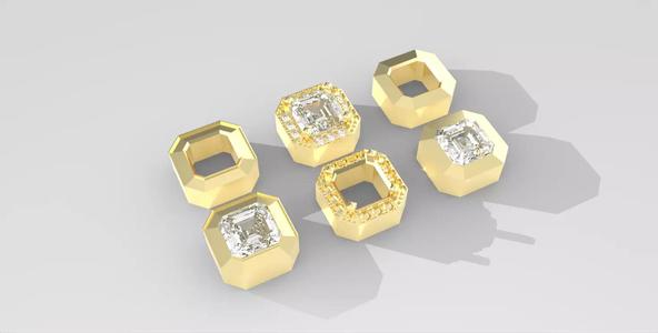 Collection Emerald Square Stone Settings  Semi-finished