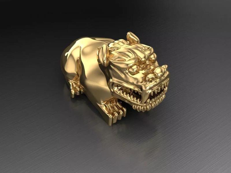 pixiu gold lion figurine