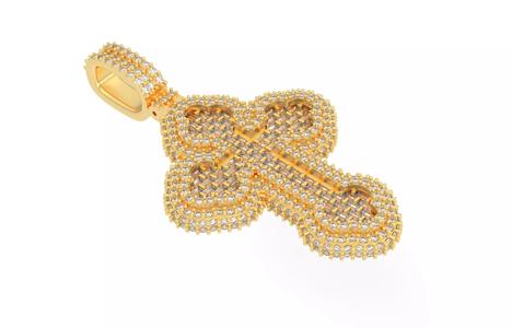 Cros Pendant with baguetes