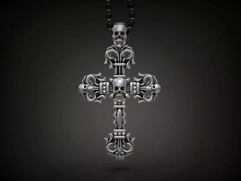 Cross big skull biker