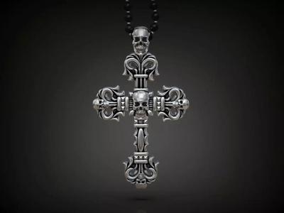 Cross big skull biker