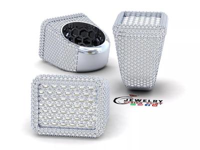 Custom Championship Rectangle Shape Emerald Diamond Ring