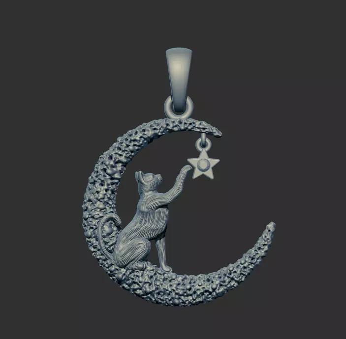 Cat on the Moon Pendant 53938
