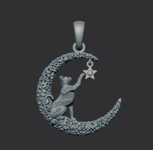 Cat on the Moon Pendant 53938