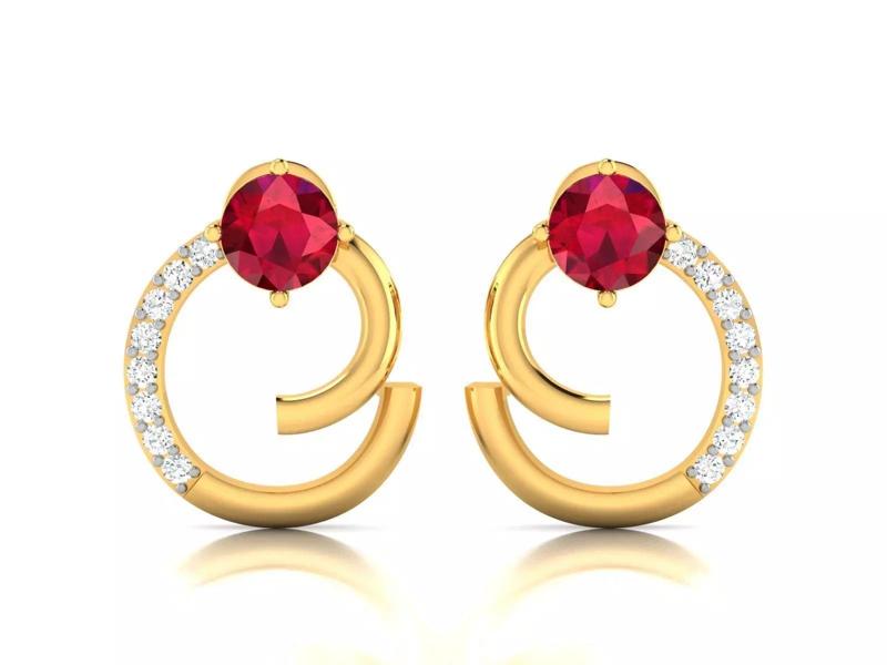 Earring pair of earrings with ruby stones and diamonds