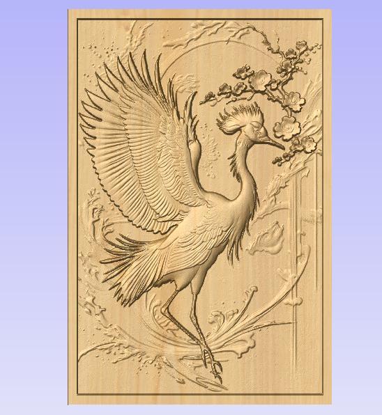 Oriental Crane with Plum Blossom STL Relief – Elegant CNC Wood Carving Panel