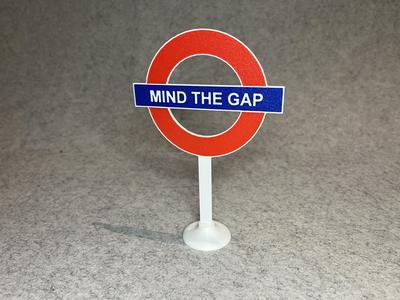 Mind the gap London Underground sign stand