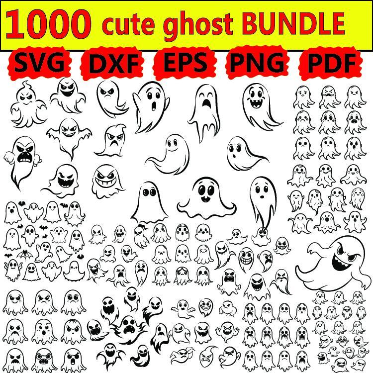 1000 cute halloween ghost bundles svg, dxf, eps, png, pdf, file