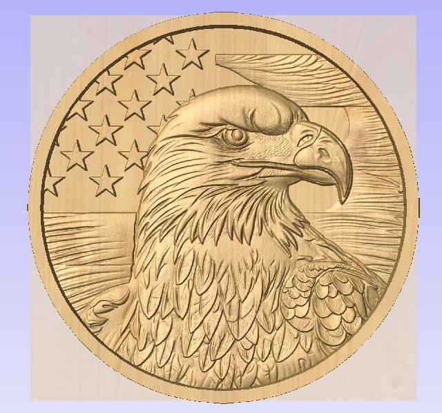Bald Eagle with American Flag – 3D CNC Relief STL for Wood Carving