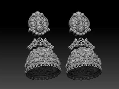 Peacock-Inspired  Jewelry 3D Model  High-Detail CAD Design