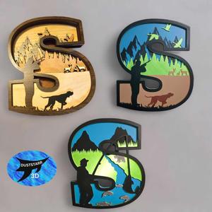 Multilayer Letter S design for 3D printing & laser cutting – includes STL, 3MF & SVG files. Perfect for wall art, cabin decor & custom gifts.