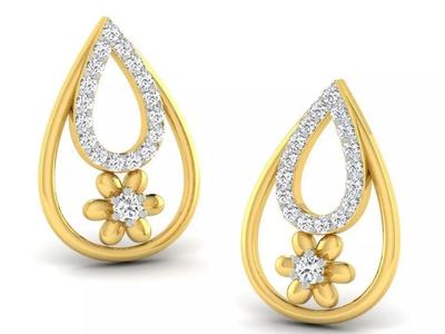 Gold Diamond Women Earring 3D print Model