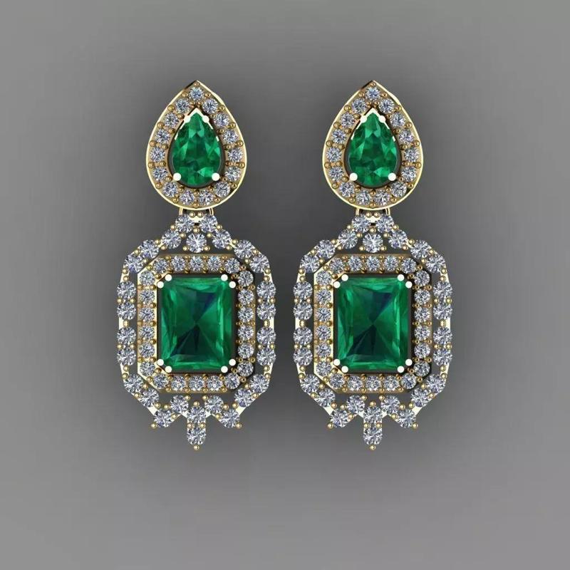 Gold Diamond Women Earring 3D print Model