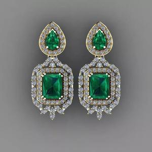 Gold Diamond Women Earring 3D print Model