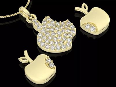 pendant earring apple gold silver