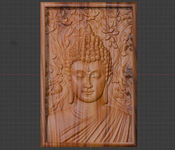 Buddha Meditation Relief with Lotus Flowers – CNC Wood Carving