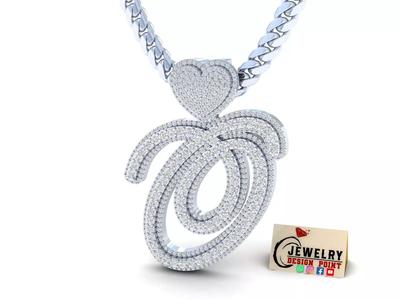 Custom Cursive Initial O Letter Diamond Pendant A to Z Alphabet