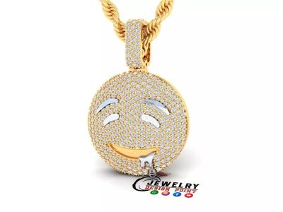 Custom Drooling Face Emoji Diamond Pendant Drooling Necklace