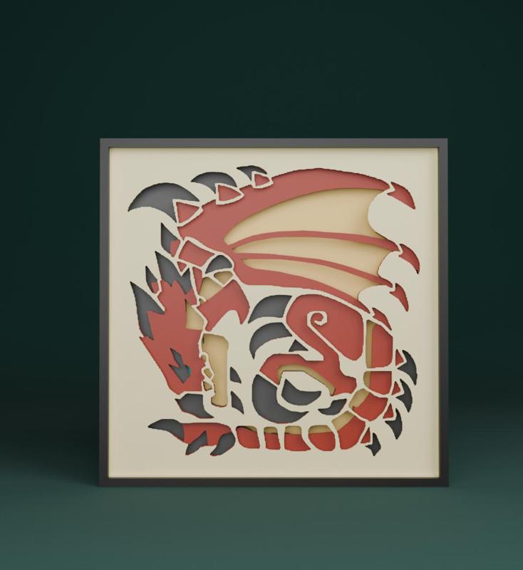 Rathalos mini 3D mountable picture