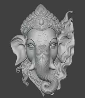 Lord Ganesha Face 3D Printable Wall Art and Sculpture