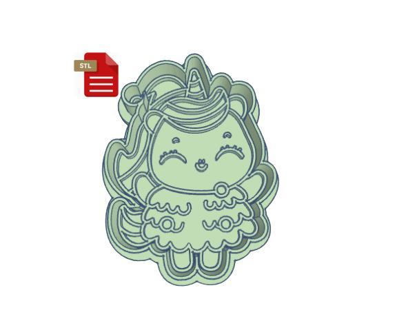 Kawaii Christmas Unicorn Cookie Cutter and Stamp