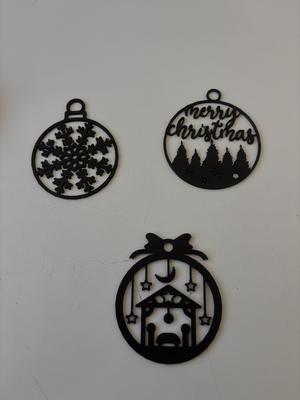 3 Christmas Tree Ornaments Set – Snowflake, Merry Christmas and Holiday House