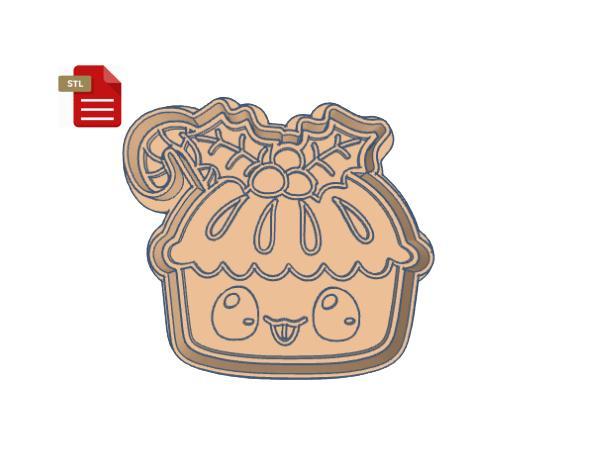 Kawaii Christmas PIE Cookie Cutter and Stamp