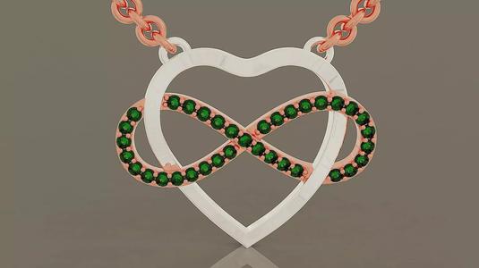 Diamond set infinity heart necklace