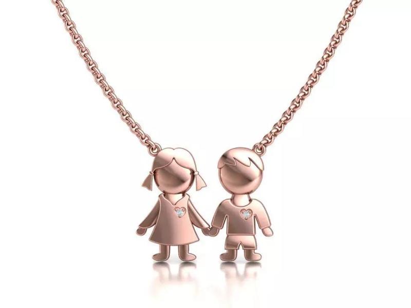 Boy and Girl Pendant 3dmodel Mother Pendant